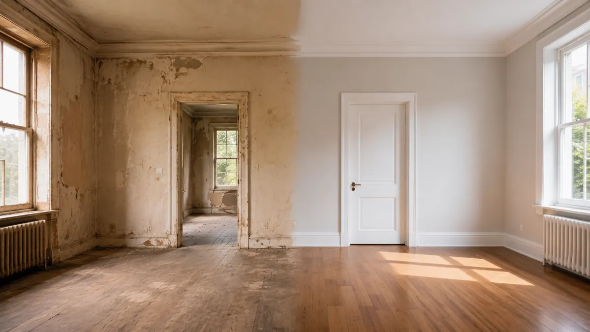 Voor en na voorbeeld van renovatie en schilderwerk